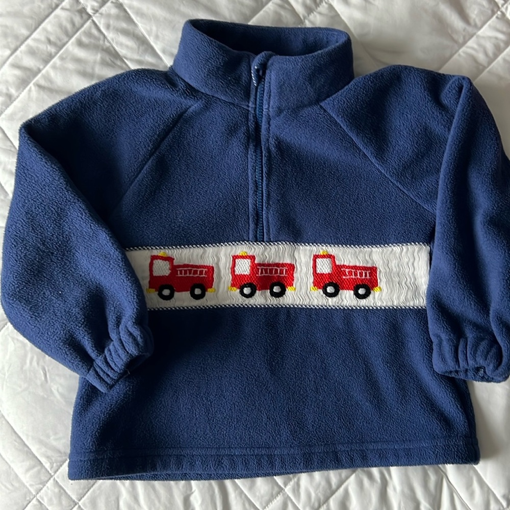 Cecil & Lou 3T Smocked Firetruck Fleece Quarterzip